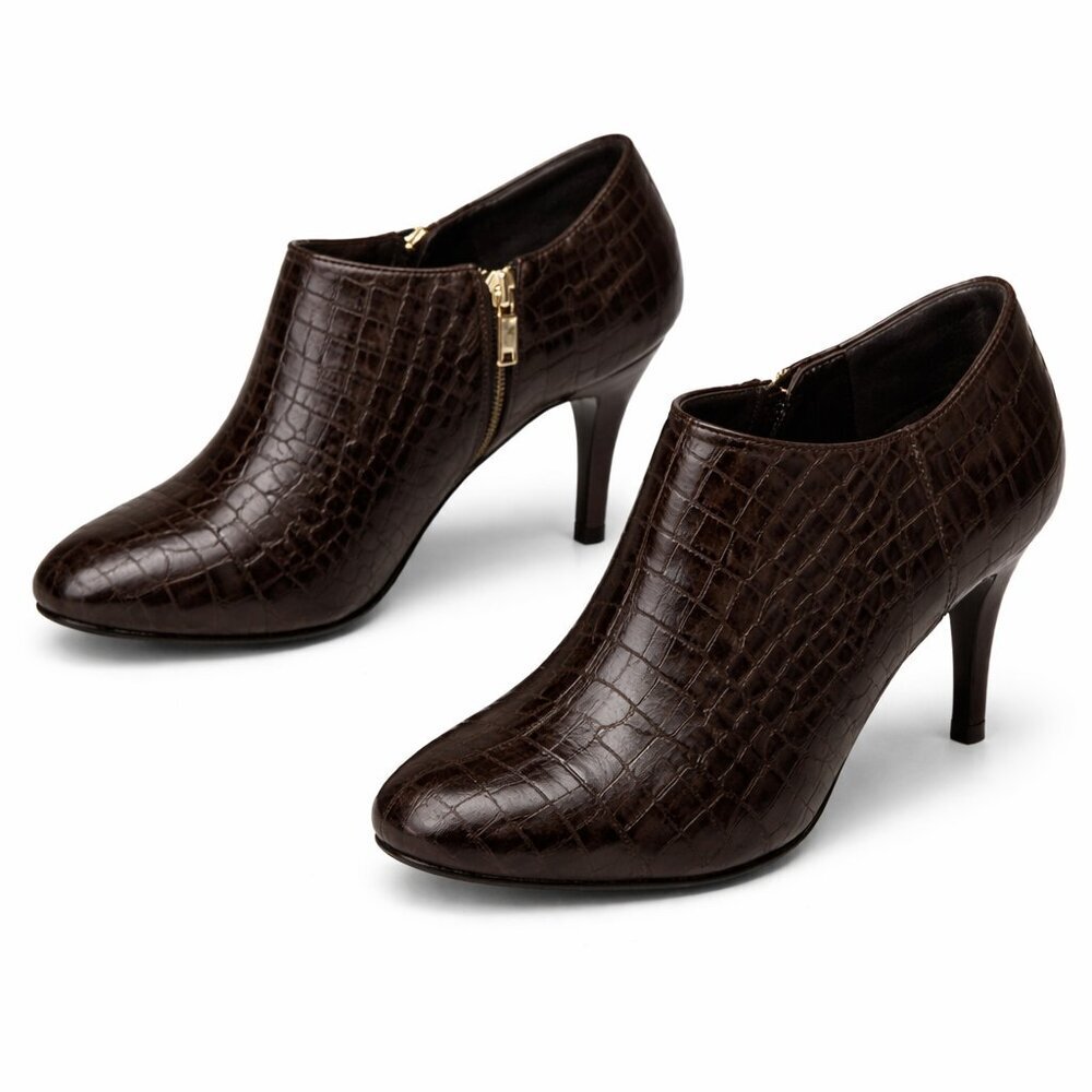 Ann Taylor LOFT Brown Zipper Booties Shoes Sz 9.5M